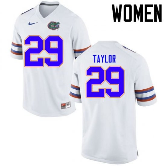 Women's Florida Gators #29 Jeawon Taylor NCAA Nike White Authentic Stitched College Football Jersey MXC5562HV